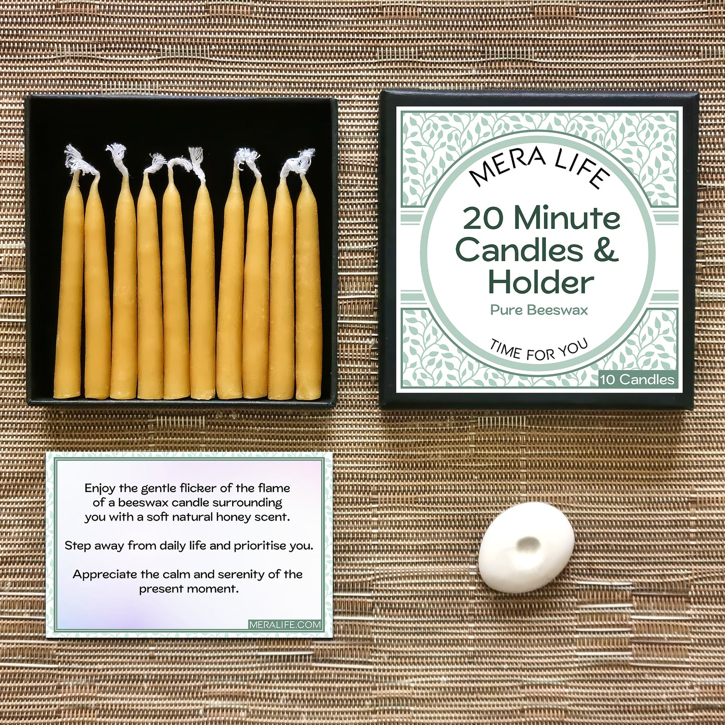 Twenty Minute Relaxation Beeswax Candles (Pack of 10)